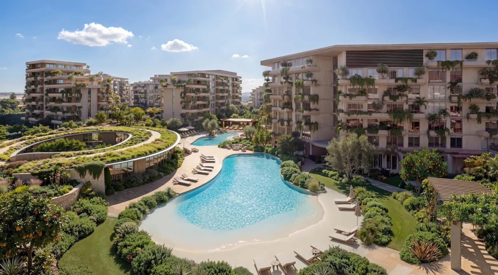 The Arancia Yards pool garden.